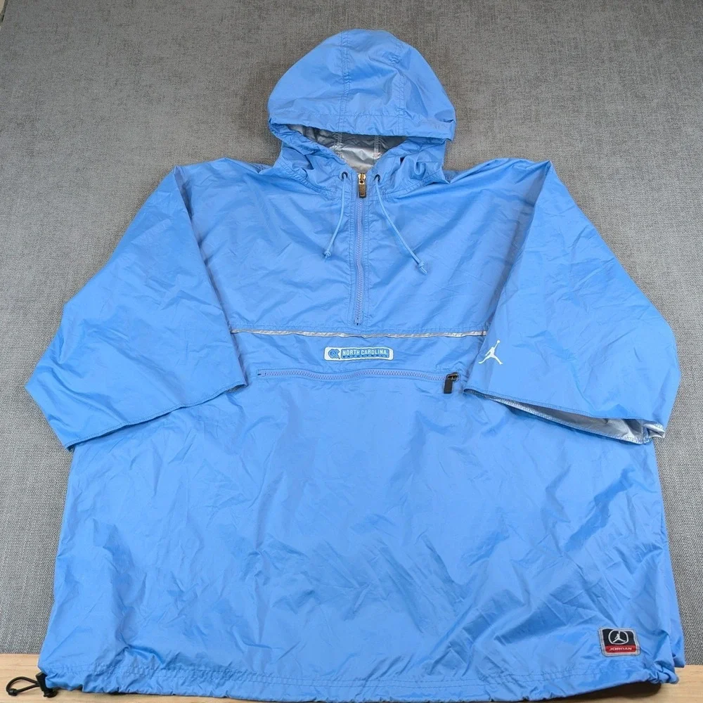 Jordan Rain Jacket Men XXL Blue NC Tar Heels Short Sleeve Anorak Pullover Pocket